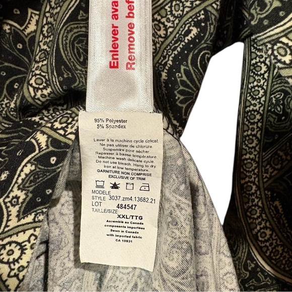 NEW, Laura, Paisley Print Top, Plus Size XXL, Black, Green & Beige - Picture 7 of 8